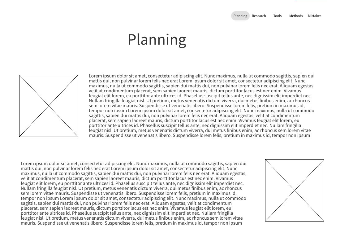 planning page wireframe