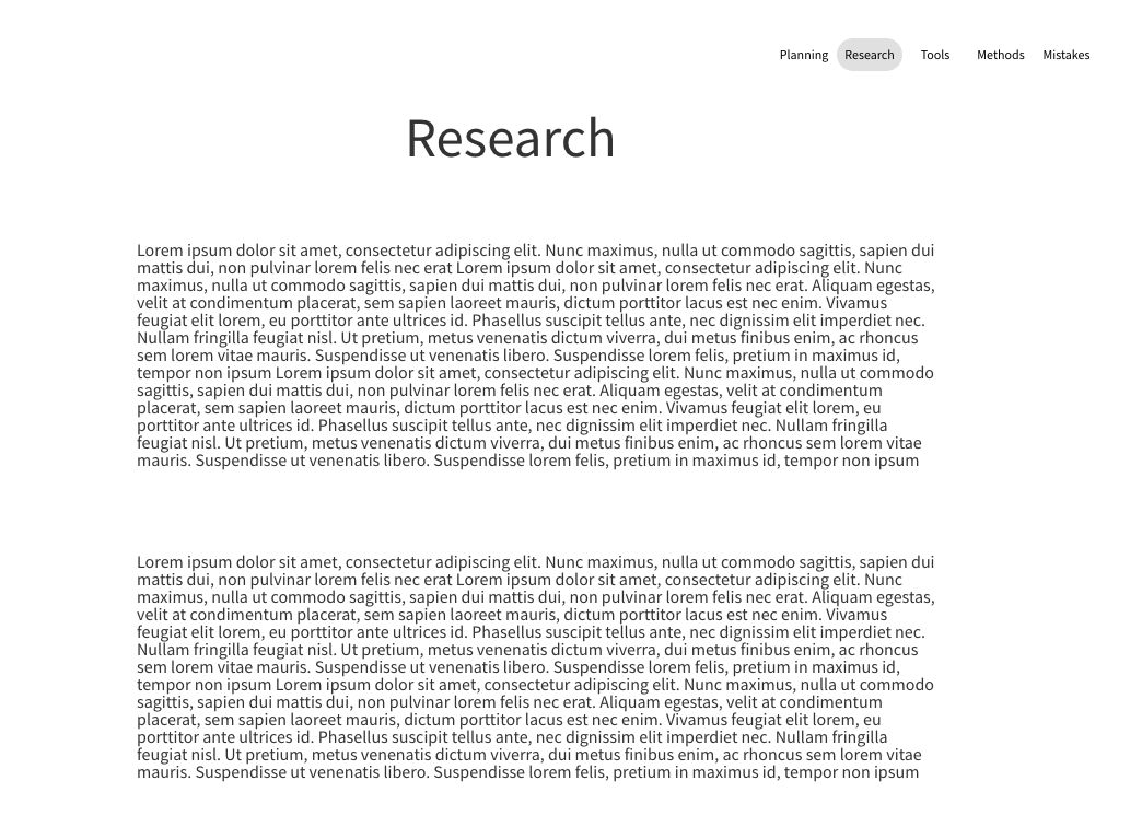 research page wireframe