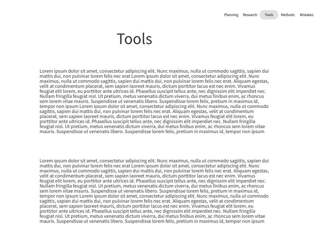 tools page wireframe